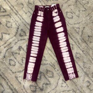 NWT~PACSUN Women's Muted Plum High Rise Straight Tie Dyed Button Up Jean Sz 25